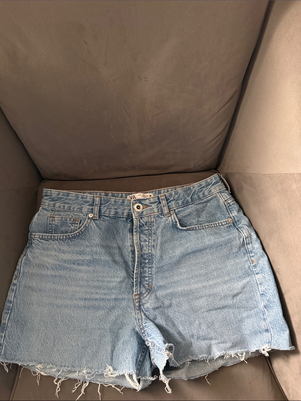 Zara Light Blue Denim Cutoff Shorts - Casual Women's Shorts